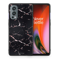 Thumbnail for Θήκη OnePlus Nord 2 5G Black Rosegold Marble από τη Smartfits με σχέδιο στο πίσω μέρος και μαύρο περίβλημα | OnePlus Nord 2 5G Black Rosegold Marble case with colorful back and black bezels