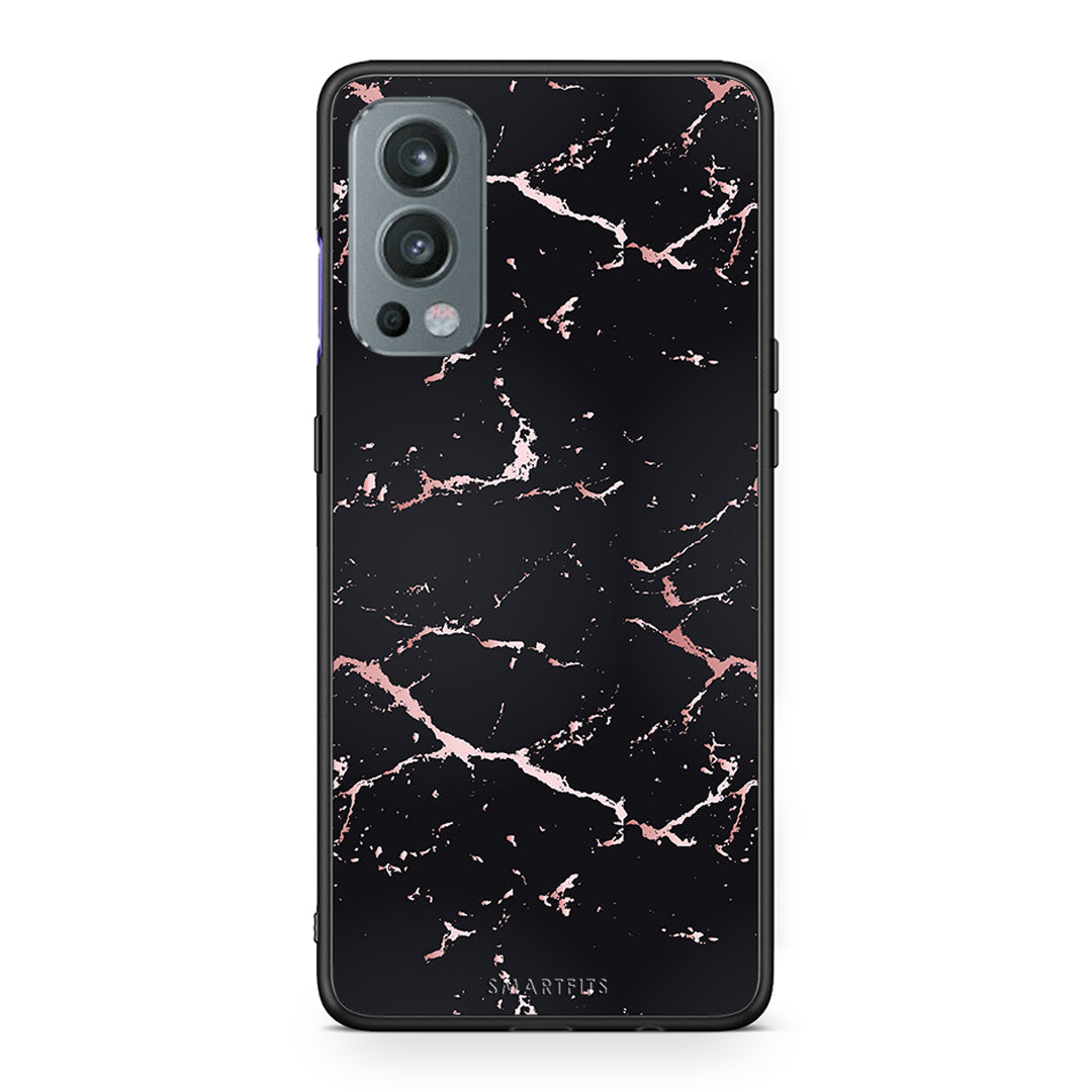 4 - OnePlus Nord 2 5G Black Rosegold Marble case, cover, bumper