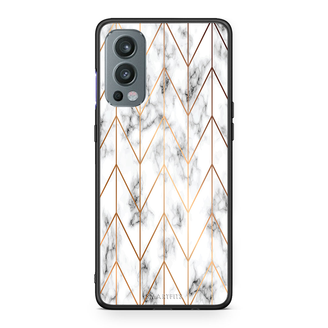 44 - OnePlus Nord 2 5G Gold Geometric Marble case, cover, bumper