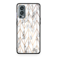 Thumbnail for 44 - OnePlus Nord 2 5G Gold Geometric Marble case, cover, bumper