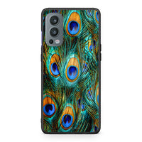 Thumbnail for OnePlus Nord 2 5G Real Peacock Feathers θήκη από τη Smartfits με σχέδιο στο πίσω μέρος και μαύρο περίβλημα | Smartphone case with colorful back and black bezels by Smartfits