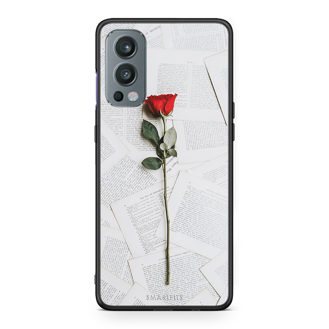 OnePlus Nord 2 5G Red Rose θήκη από τη Smartfits με σχέδιο στο πίσω μέρος και μαύρο περίβλημα | Smartphone case with colorful back and black bezels by Smartfits