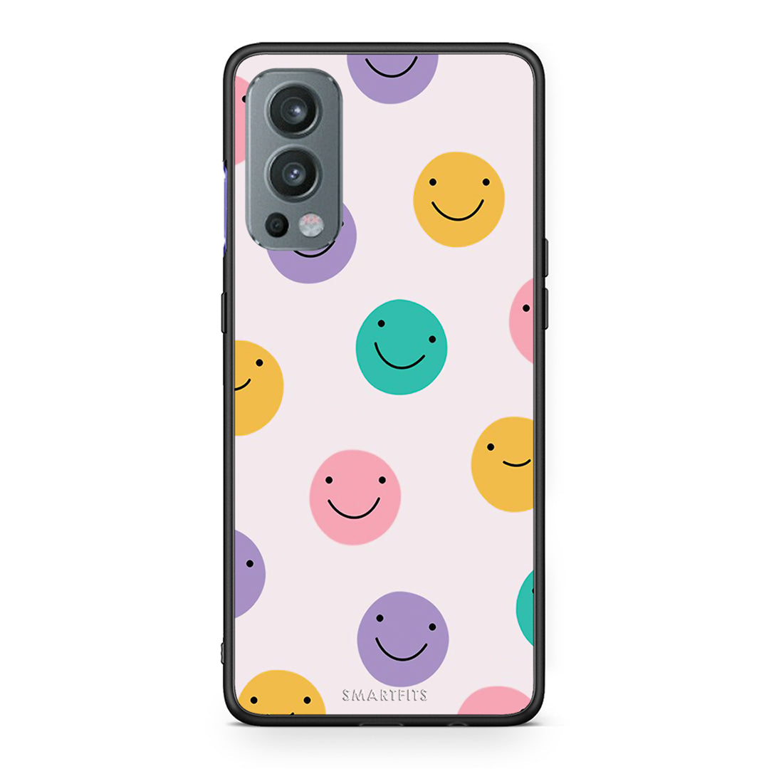 OnePlus Nord 2 5G Smiley Faces θήκη από τη Smartfits με σχέδιο στο πίσω μέρος και μαύρο περίβλημα | Smartphone case with colorful back and black bezels by Smartfits