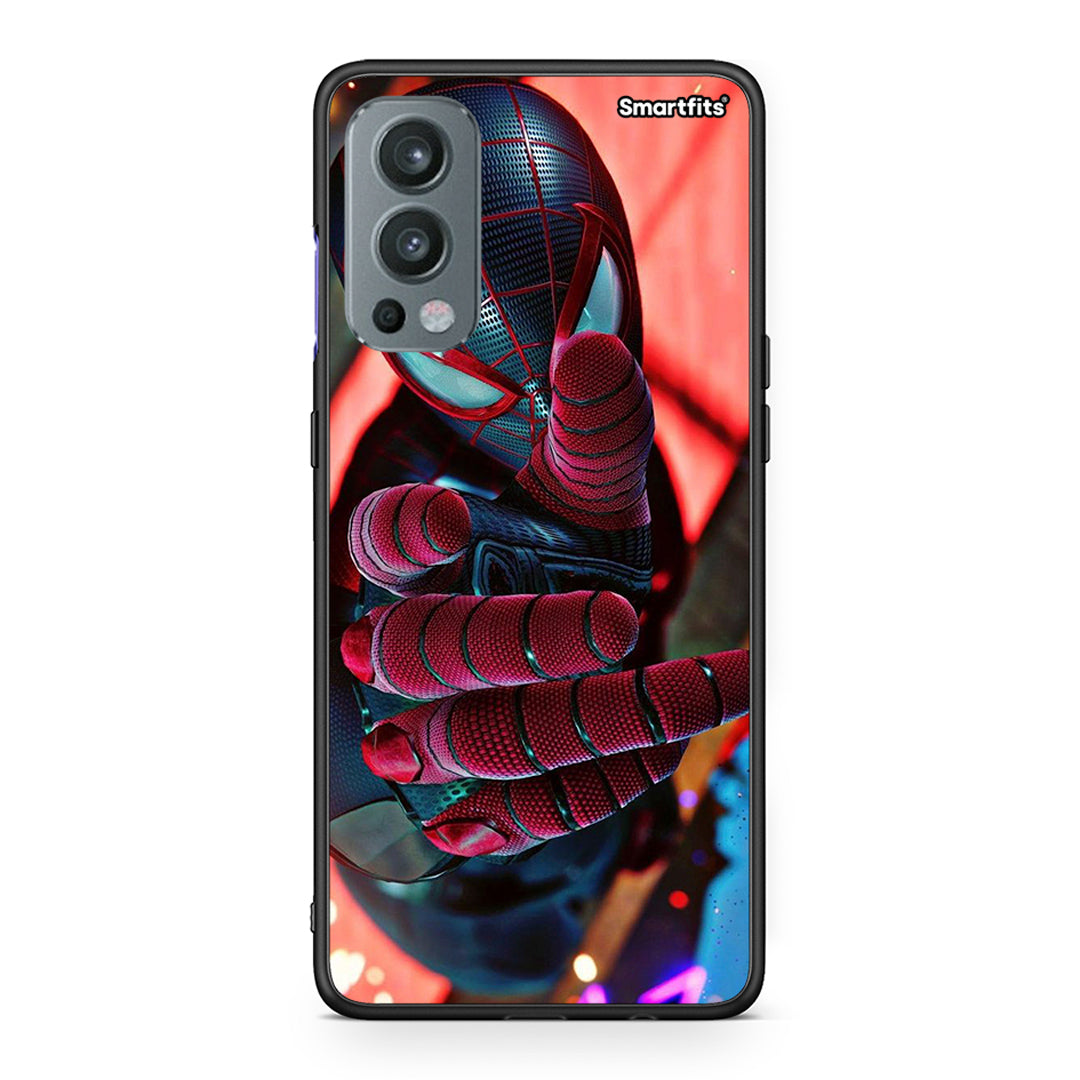 OnePlus Nord 2 5G Spider Hand Θήκη από τη Smartfits με σχέδιο στο πίσω μέρος και μαύρο περίβλημα | Smartphone case with colorful back and black bezels by Smartfits