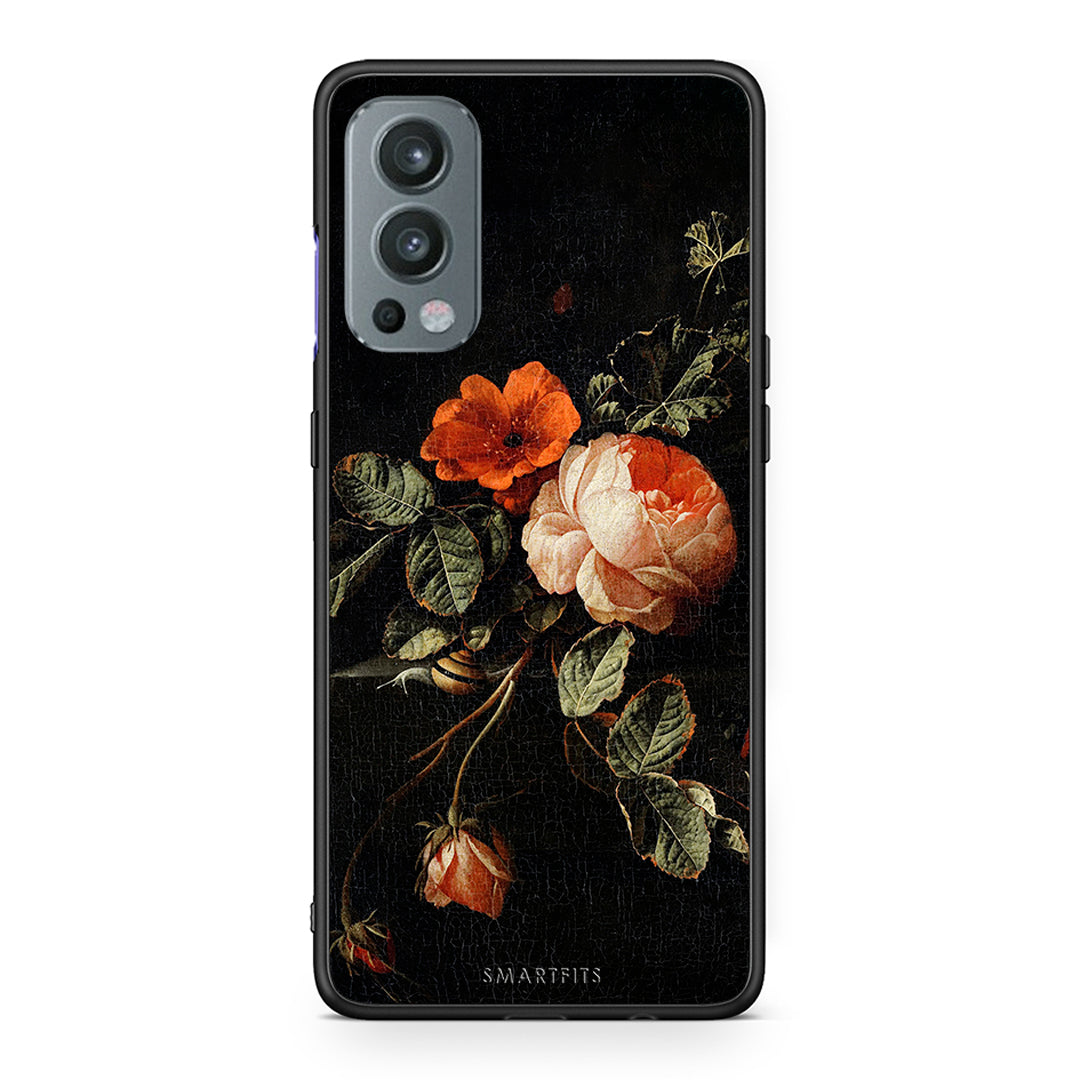 OnePlus Nord 2 5G Vintage Roses θήκη από τη Smartfits με σχέδιο στο πίσω μέρος και μαύρο περίβλημα | Smartphone case with colorful back and black bezels by Smartfits