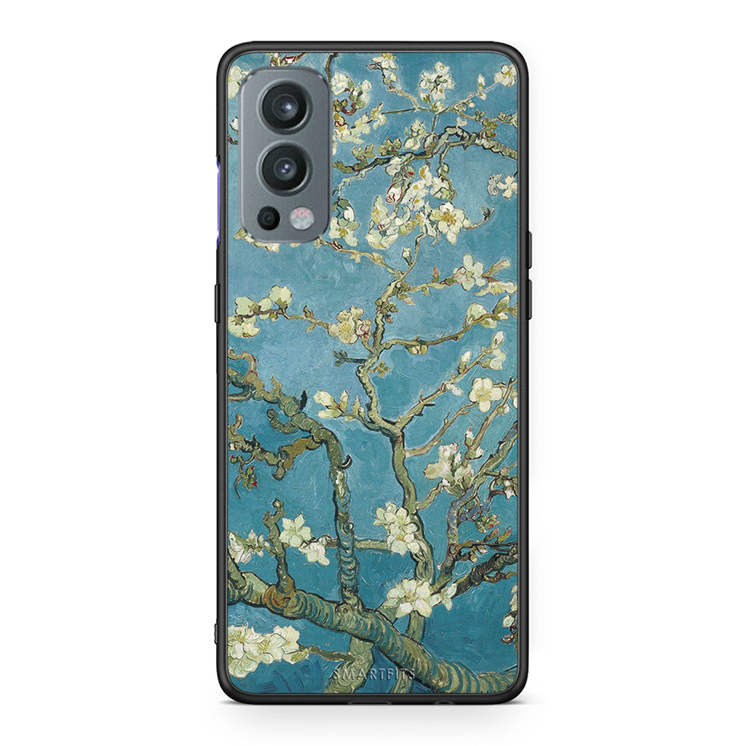 OnePlus Nord 2 5G White Blossoms θήκη από τη Smartfits με σχέδιο στο πίσω μέρος και μαύρο περίβλημα | Smartphone case with colorful back and black bezels by Smartfits