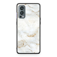 Thumbnail for OnePlus Nord 2 5G White Gold Marble θήκη από τη Smartfits με σχέδιο στο πίσω μέρος και μαύρο περίβλημα | Smartphone case with colorful back and black bezels by Smartfits