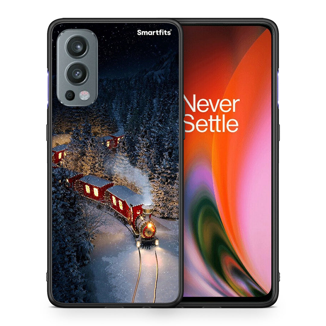 Θήκη OnePlus Nord 2 5G Xmas Train από τη Smartfits με σχέδιο στο πίσω μέρος και μαύρο περίβλημα | OnePlus Nord 2 5G Xmas Train case with colorful back and black bezels