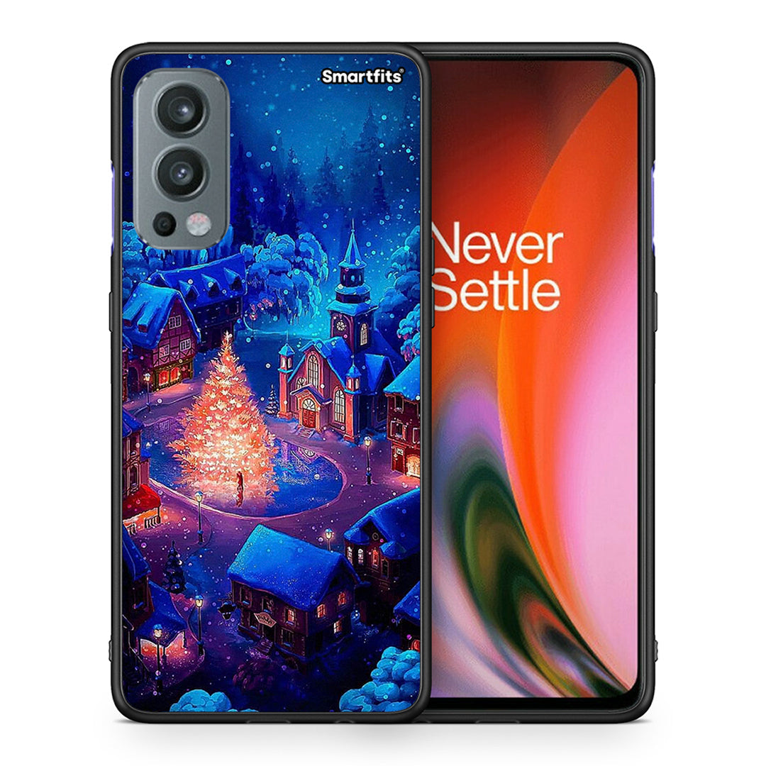 Θήκη OnePlus Nord 2 5G Xmas Village από τη Smartfits με σχέδιο στο πίσω μέρος και μαύρο περίβλημα | OnePlus Nord 2 5G Xmas Village case with colorful back and black bezels