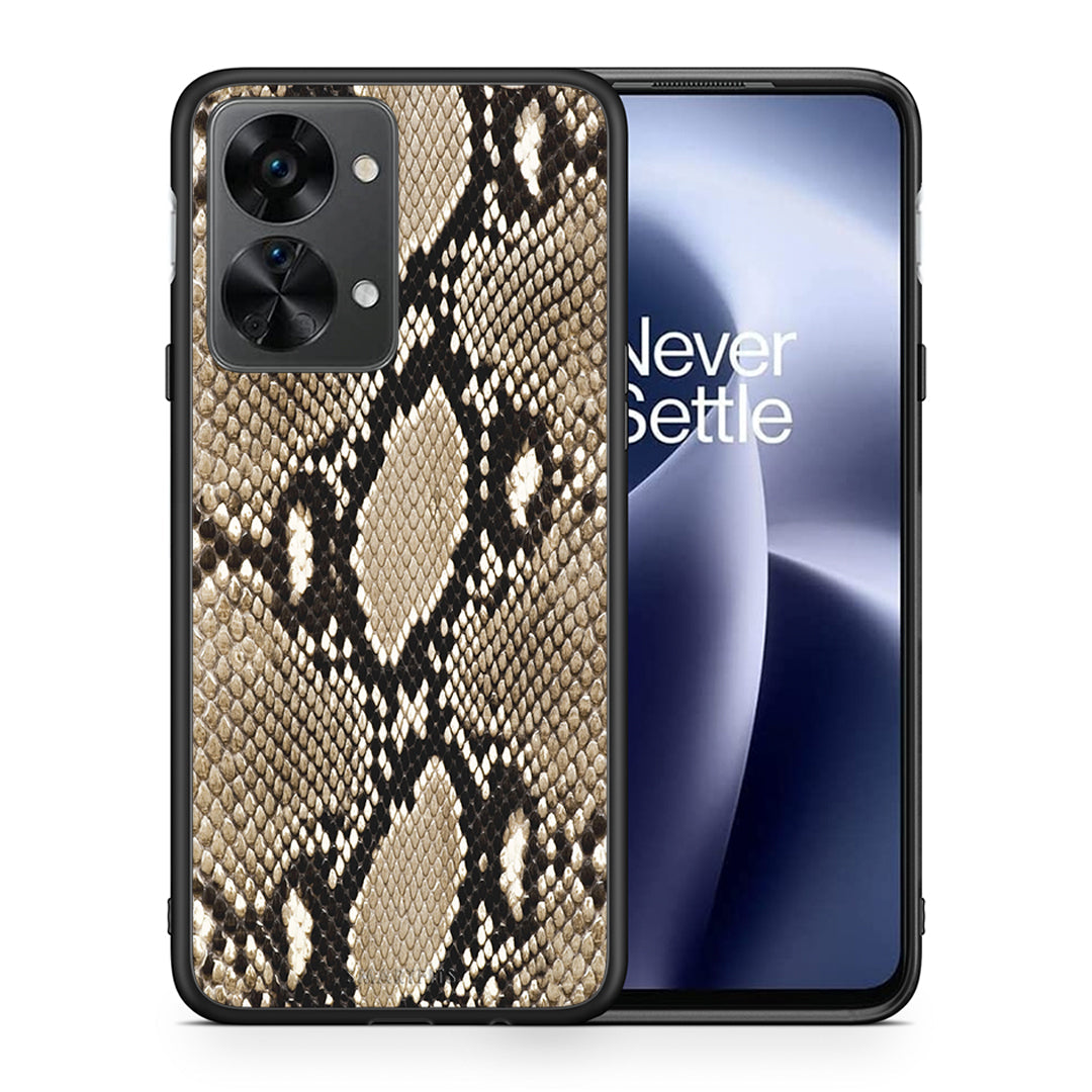 Θήκη OnePlus Nord 2T Fashion Snake Animal από τη Smartfits με σχέδιο στο πίσω μέρος και μαύρο περίβλημα | OnePlus Nord 2T Fashion Snake Animal case with colorful back and black bezels