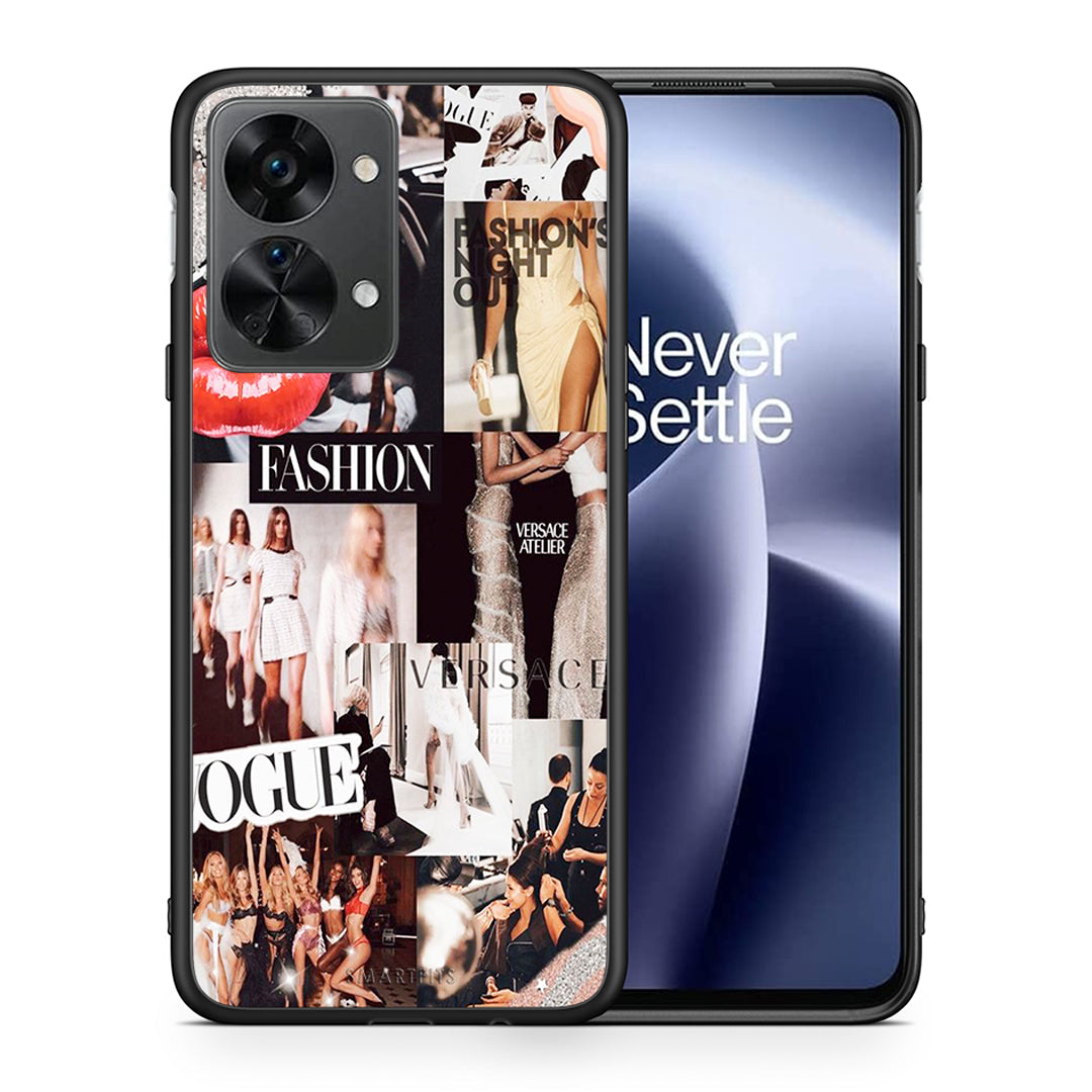 Θήκη Αγίου Βαλεντίνου OnePlus Nord 2T Collage Fashion από τη Smartfits με σχέδιο στο πίσω μέρος και μαύρο περίβλημα | OnePlus Nord 2T Collage Fashion case with colorful back and black bezels