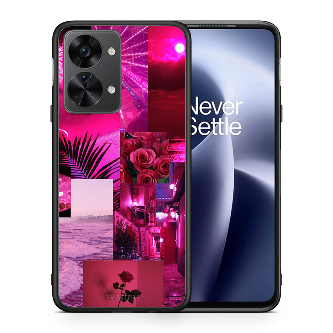 Θήκη Αγίου Βαλεντίνου OnePlus Nord 2T Collage Red Roses από τη Smartfits με σχέδιο στο πίσω μέρος και μαύρο περίβλημα | OnePlus Nord 2T Collage Red Roses case with colorful back and black bezels