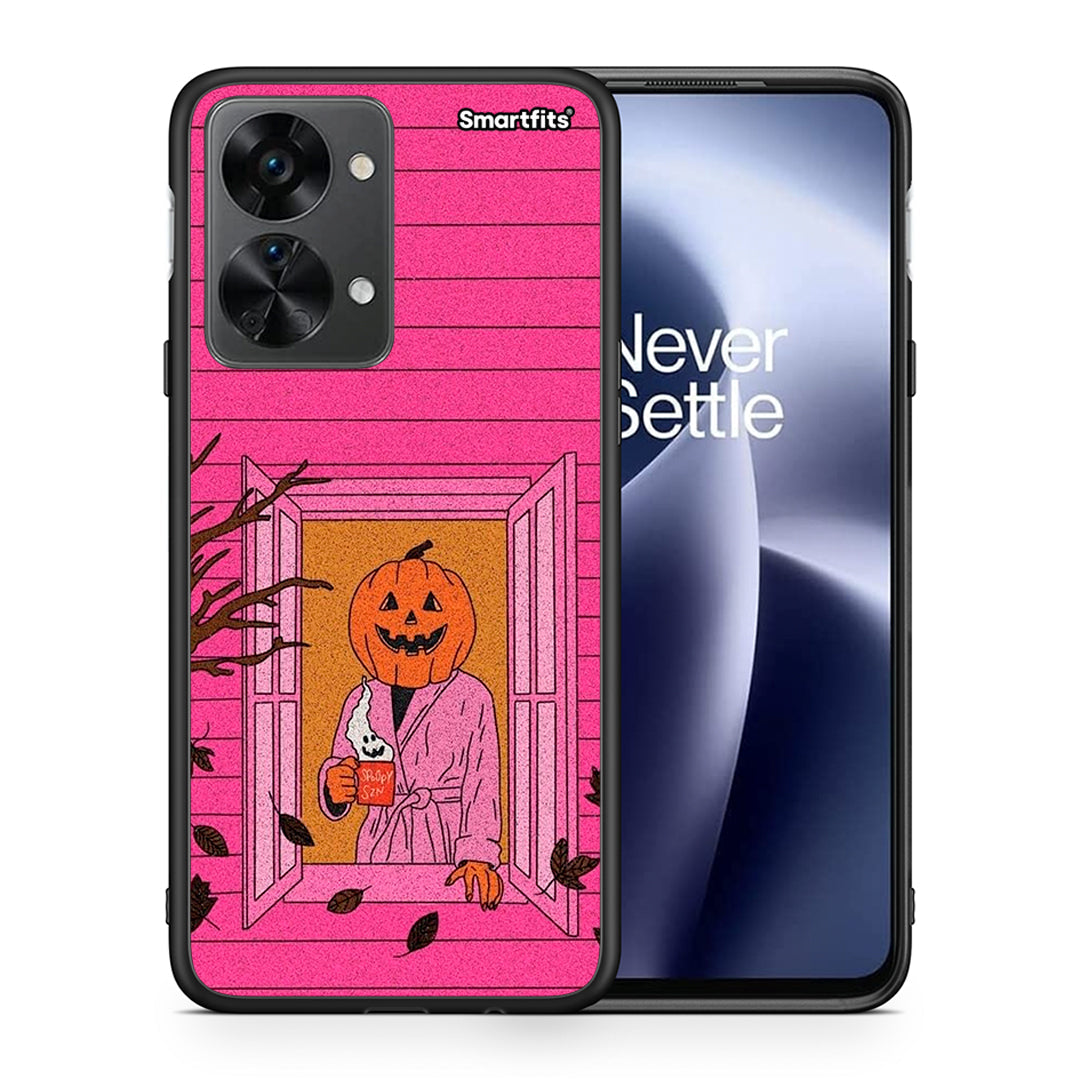 Θήκη OnePlus Nord 2T Halloween Pumpkin Lady από τη Smartfits με σχέδιο στο πίσω μέρος και μαύρο περίβλημα | OnePlus Nord 2T Halloween Pumpkin Lady case with colorful back and black bezels