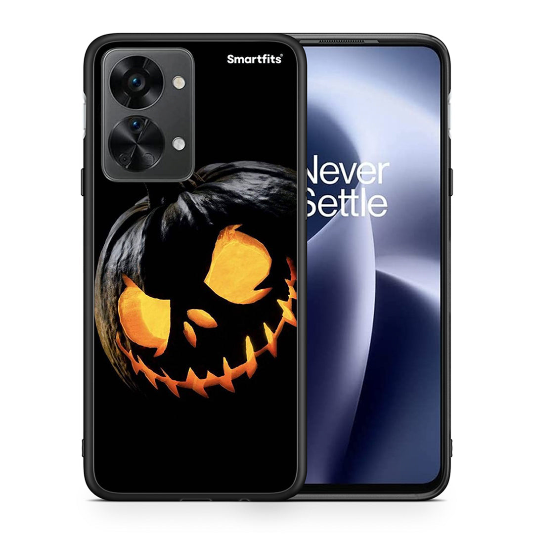 Θήκη OnePlus Nord 2T Halloween Scary Pumpkin από τη Smartfits με σχέδιο στο πίσω μέρος και μαύρο περίβλημα | OnePlus Nord 2T Halloween Scary Pumpkin case with colorful back and black bezels