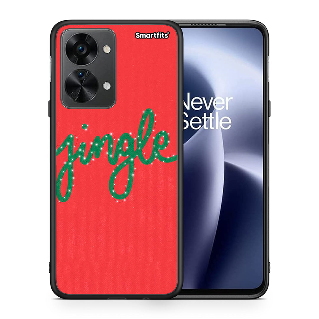 Θήκη OnePlus Nord 2T Jingle Xmas από τη Smartfits με σχέδιο στο πίσω μέρος και μαύρο περίβλημα | OnePlus Nord 2T Jingle Xmas case with colorful back and black bezels