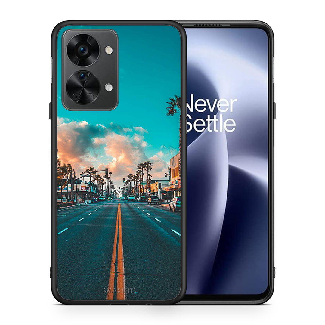 Θήκη OnePlus Nord 2T City Landscape από τη Smartfits με σχέδιο στο πίσω μέρος και μαύρο περίβλημα | OnePlus Nord 2T City Landscape case with colorful back and black bezels