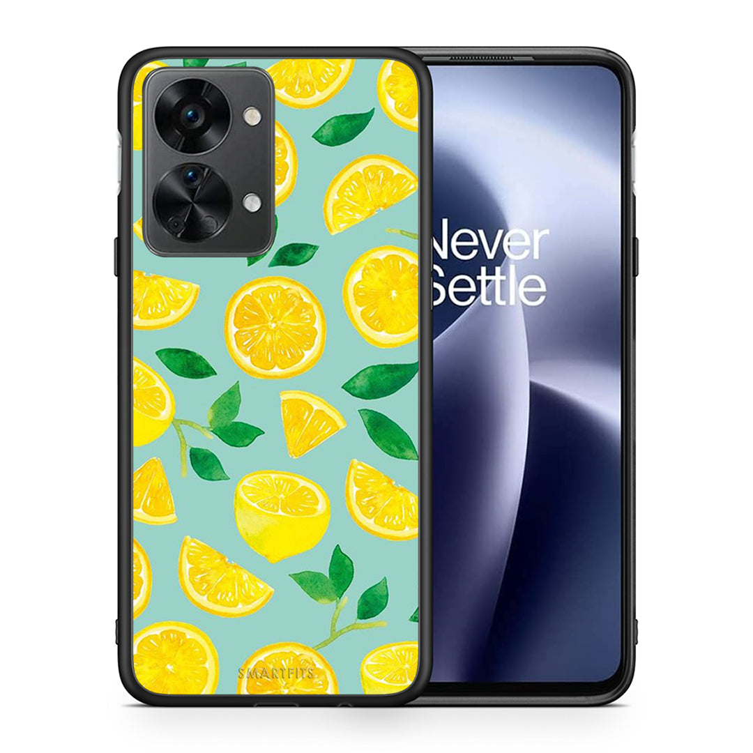 Θήκη OnePlus Nord 2T Lemons από τη Smartfits με σχέδιο στο πίσω μέρος και μαύρο περίβλημα | OnePlus Nord 2T Lemons case with colorful back and black bezels