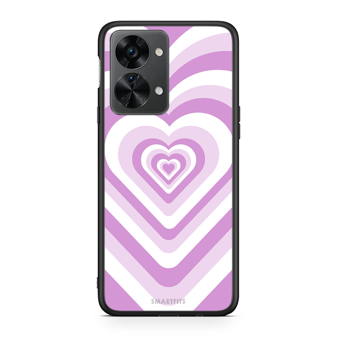 OnePlus Nord 2T Lilac Hearts θήκη από τη Smartfits με σχέδιο στο πίσω μέρος και μαύρο περίβλημα | Smartphone case with colorful back and black bezels by Smartfits