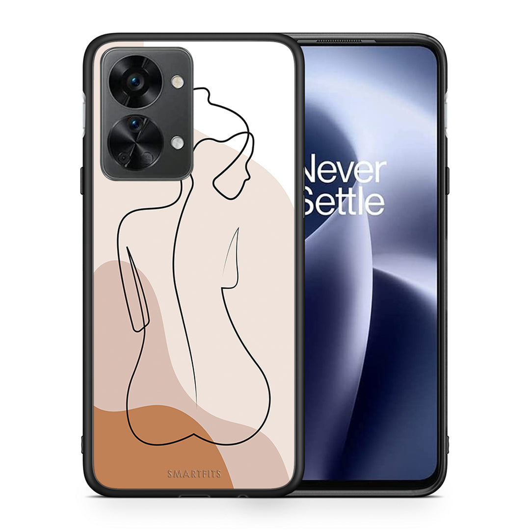 Θήκη OnePlus Nord 2T LineArt Woman από τη Smartfits με σχέδιο στο πίσω μέρος και μαύρο περίβλημα | OnePlus Nord 2T LineArt Woman case with colorful back and black bezels