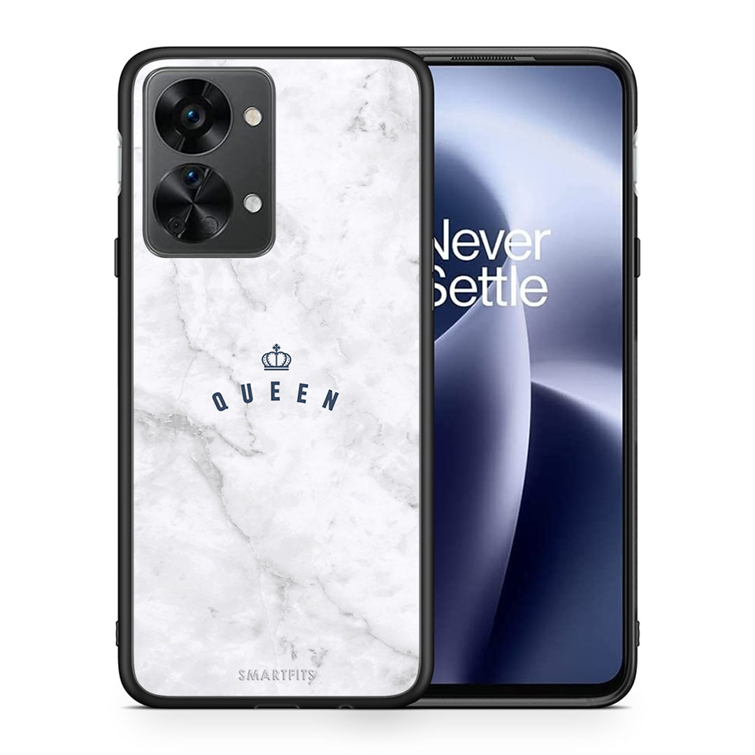 Θήκη OnePlus Nord 2T Queen Marble από τη Smartfits με σχέδιο στο πίσω μέρος και μαύρο περίβλημα | OnePlus Nord 2T Queen Marble case with colorful back and black bezels