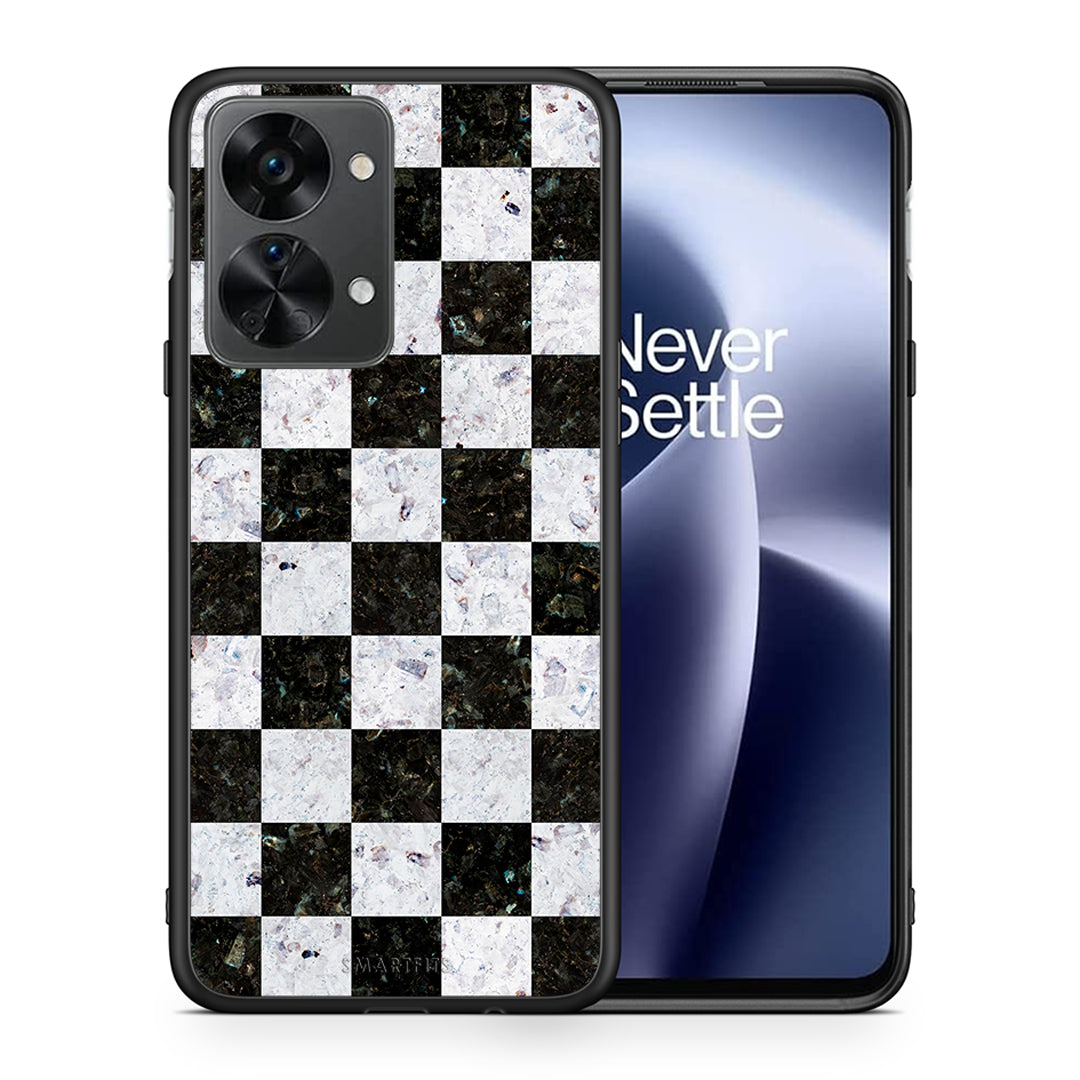 Θήκη OnePlus Nord 2T Square Geometric Marble από τη Smartfits με σχέδιο στο πίσω μέρος και μαύρο περίβλημα | OnePlus Nord 2T Square Geometric Marble case with colorful back and black bezels