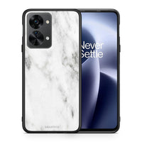 Thumbnail for Θήκη OnePlus Nord 2T White Marble από τη Smartfits με σχέδιο στο πίσω μέρος και μαύρο περίβλημα | OnePlus Nord 2T White Marble case with colorful back and black bezels