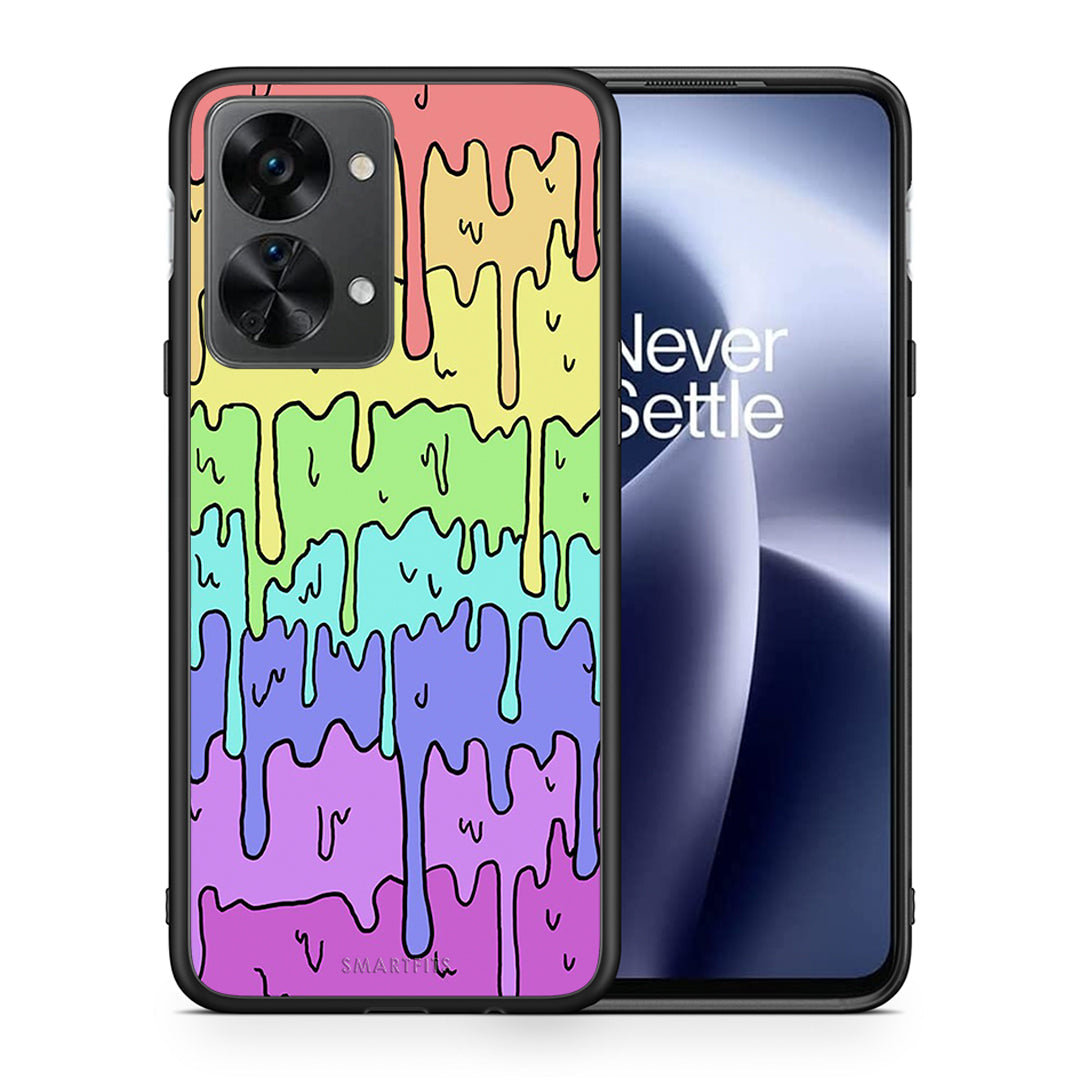 Θήκη OnePlus Nord 2T Melting Rainbow από τη Smartfits με σχέδιο στο πίσω μέρος και μαύρο περίβλημα | OnePlus Nord 2T Melting Rainbow case with colorful back and black bezels