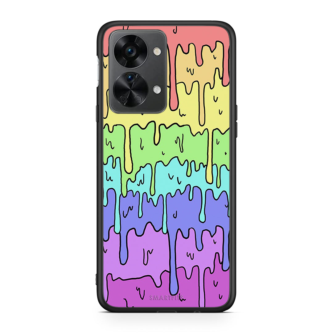 OnePlus Nord 2T Melting Rainbow θήκη από τη Smartfits με σχέδιο στο πίσω μέρος και μαύρο περίβλημα | Smartphone case with colorful back and black bezels by Smartfits