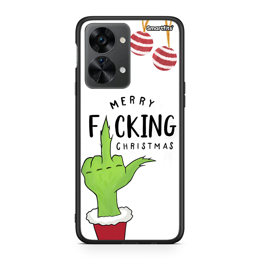 OnePlus Nord 2T Merry F Xmas θήκη από τη Smartfits με σχέδιο στο πίσω μέρος και μαύρο περίβλημα | Smartphone case with colorful back and black bezels by Smartfits