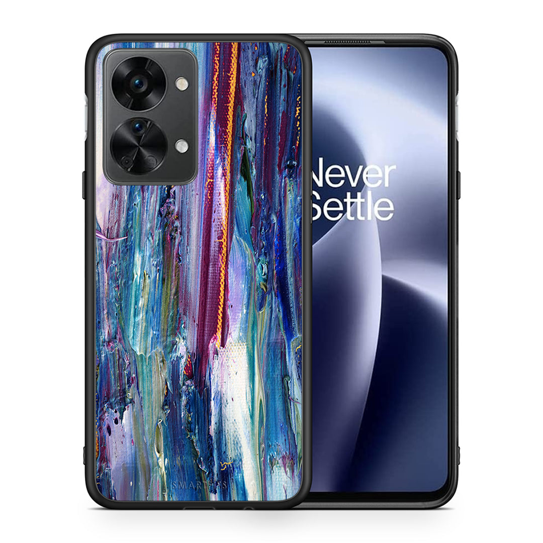 Θήκη OnePlus Nord 2T Winter Paint από τη Smartfits με σχέδιο στο πίσω μέρος και μαύρο περίβλημα | OnePlus Nord 2T Winter Paint case with colorful back and black bezels