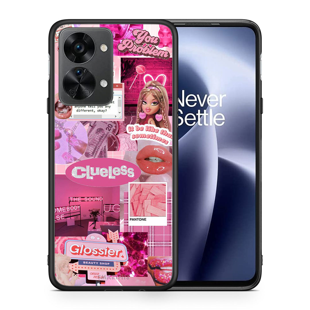 Θήκη Αγίου Βαλεντίνου OnePlus Nord 2T Pink Love από τη Smartfits με σχέδιο στο πίσω μέρος και μαύρο περίβλημα | OnePlus Nord 2T Pink Love case with colorful back and black bezels