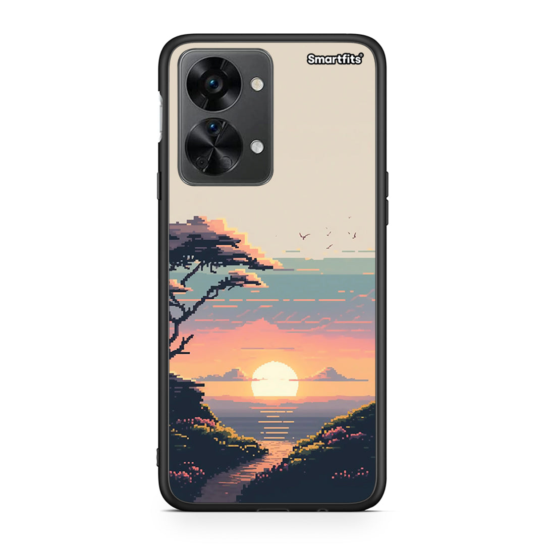 OnePlus Nord 2T Pixel Sunset θήκη από τη Smartfits με σχέδιο στο πίσω μέρος και μαύρο περίβλημα | Smartphone case with colorful back and black bezels by Smartfits