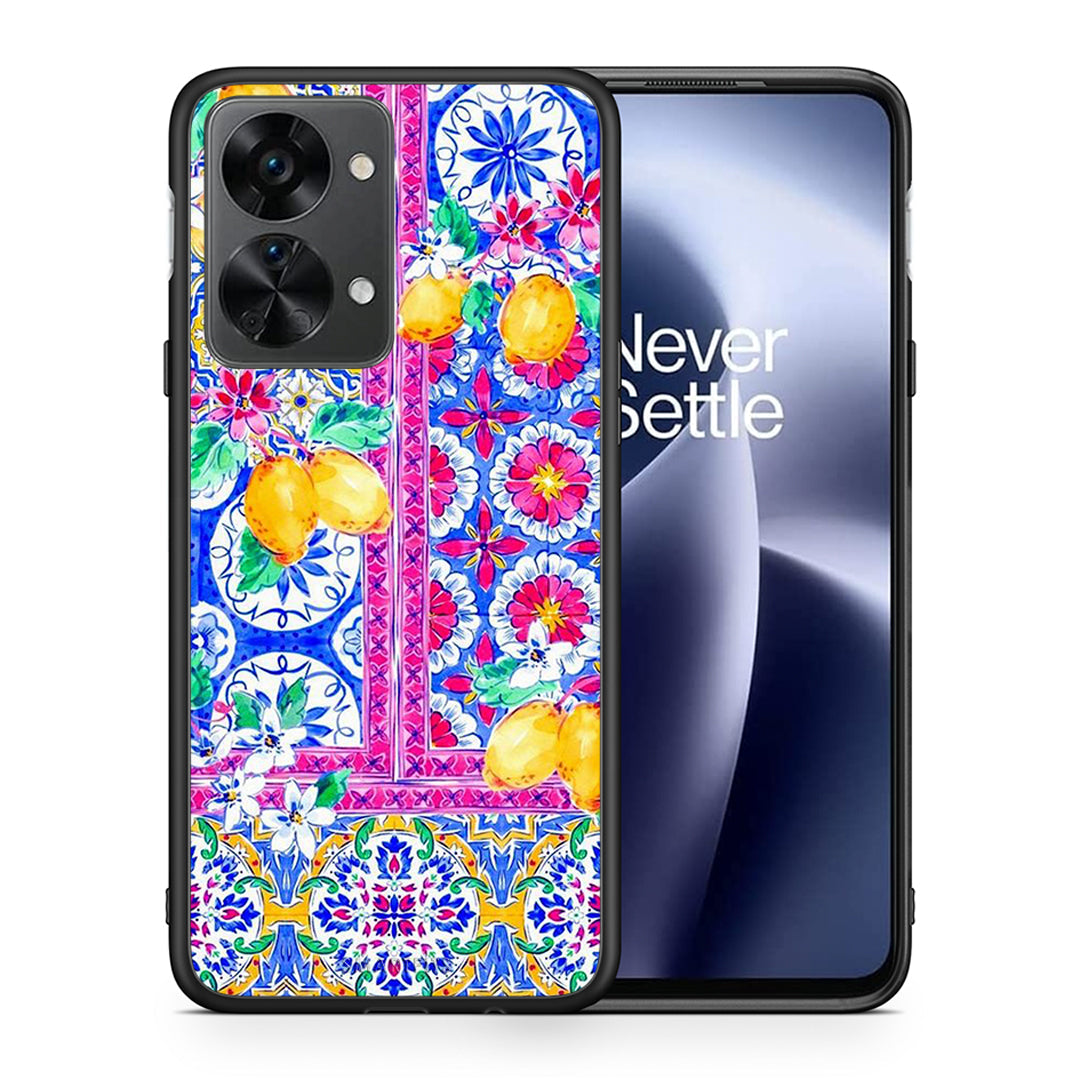 Θήκη OnePlus Nord 2T Retro Spring από τη Smartfits με σχέδιο στο πίσω μέρος και μαύρο περίβλημα | OnePlus Nord 2T Retro Spring case with colorful back and black bezels