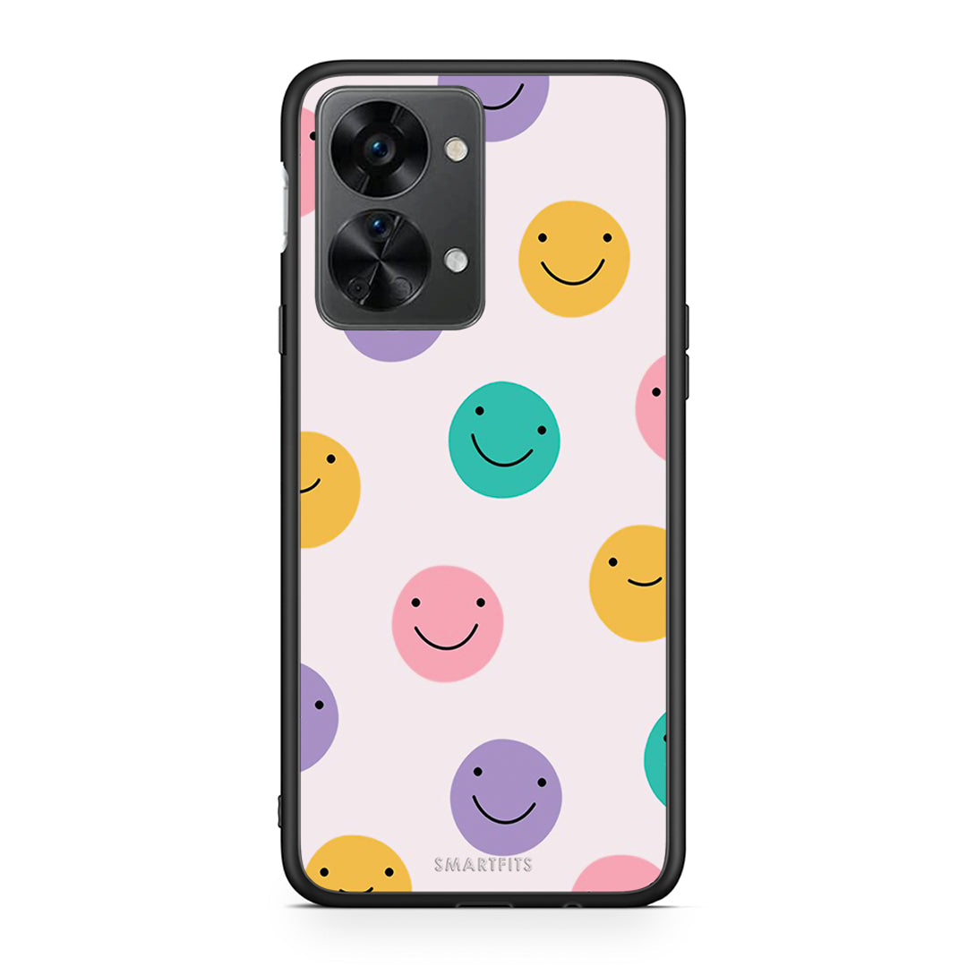 OnePlus Nord 2T Smiley Faces θήκη από τη Smartfits με σχέδιο στο πίσω μέρος και μαύρο περίβλημα | Smartphone case with colorful back and black bezels by Smartfits