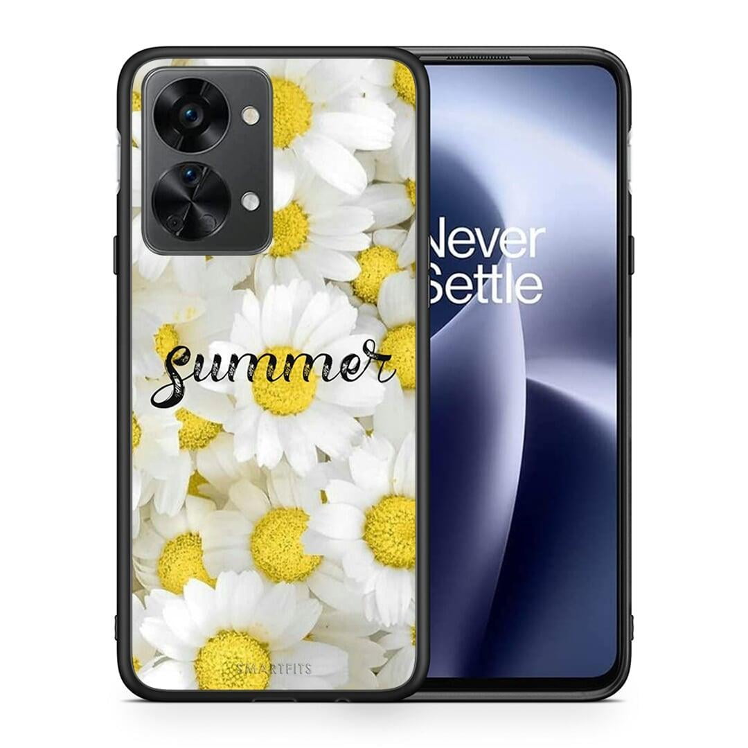 Θήκη OnePlus Nord 2T Summer Daisies από τη Smartfits με σχέδιο στο πίσω μέρος και μαύρο περίβλημα | OnePlus Nord 2T Summer Daisies case with colorful back and black bezels