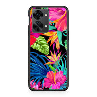 Thumbnail for OnePlus Nord 2T Tropical Flowers θήκη από τη Smartfits με σχέδιο στο πίσω μέρος και μαύρο περίβλημα | Smartphone case with colorful back and black bezels by Smartfits