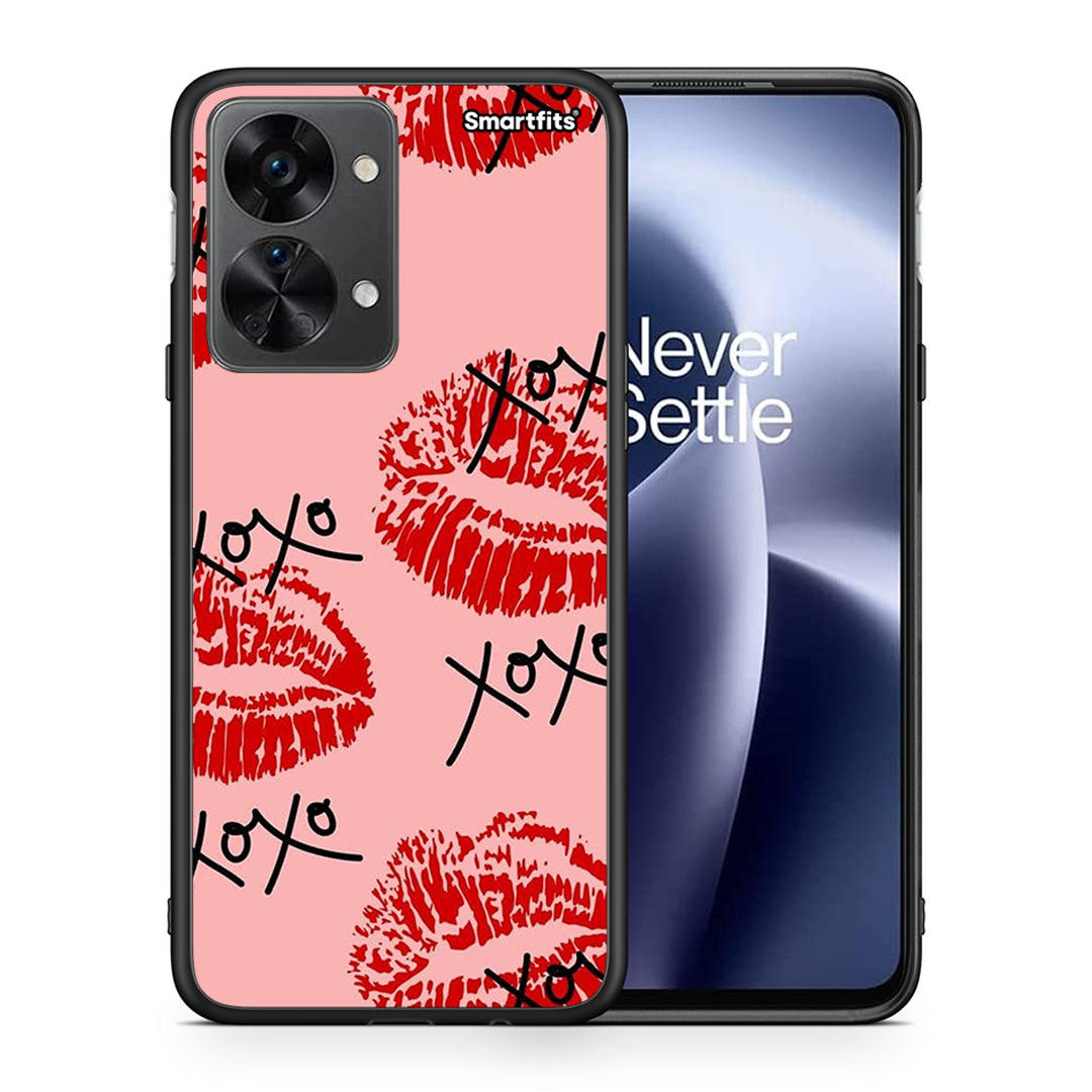 Θήκη OnePlus Nord 2T XOXO Lips από τη Smartfits με σχέδιο στο πίσω μέρος και μαύρο περίβλημα | OnePlus Nord 2T XOXO Lips case with colorful back and black bezels