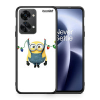 Thumbnail for Θήκη OnePlus Nord 2T Xmas Minion Lights από τη Smartfits με σχέδιο στο πίσω μέρος και μαύρο περίβλημα | OnePlus Nord 2T Xmas Minion Lights case with colorful back and black bezels