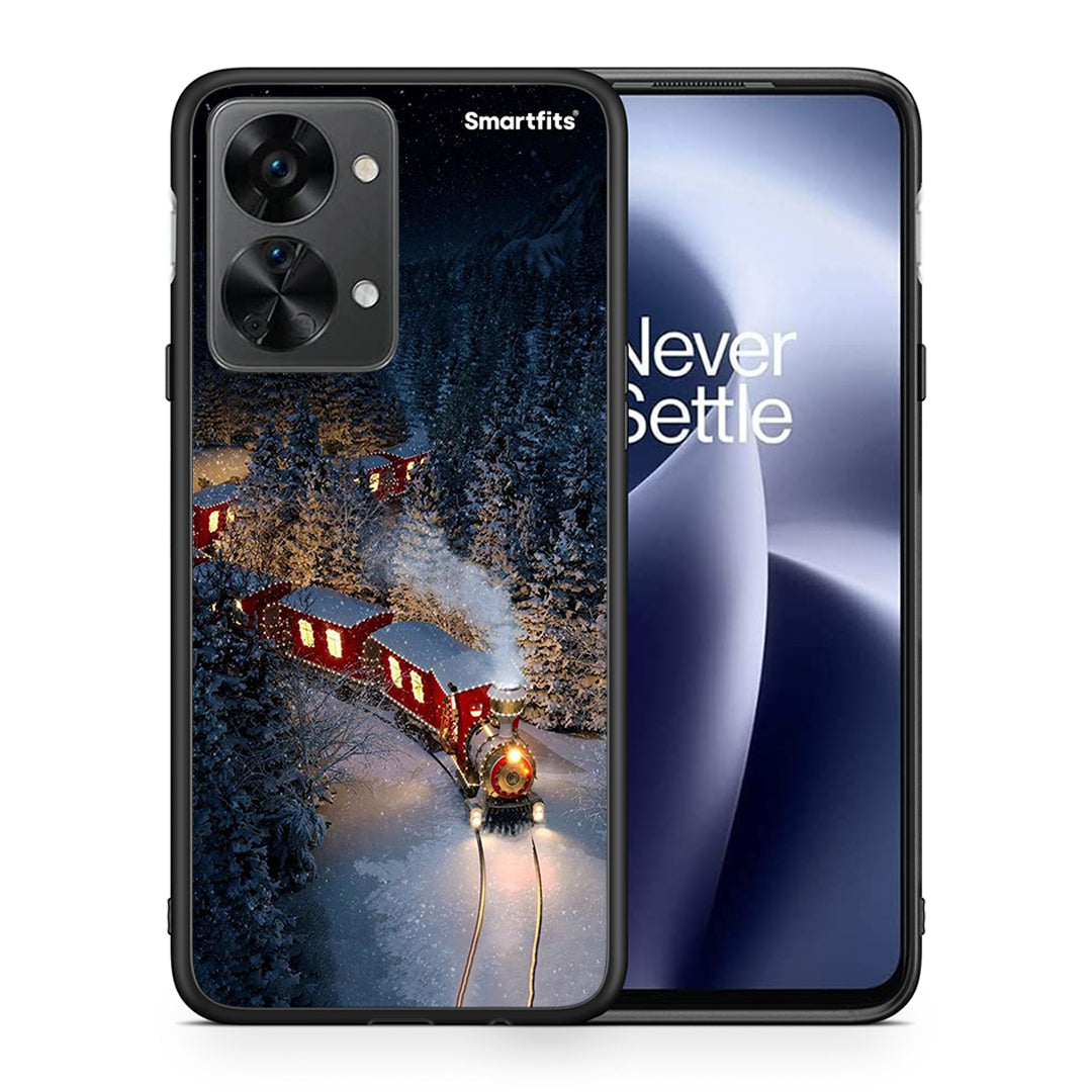 Θήκη OnePlus Nord 2T Xmas Train από τη Smartfits με σχέδιο στο πίσω μέρος και μαύρο περίβλημα | OnePlus Nord 2T Xmas Train case with colorful back and black bezels