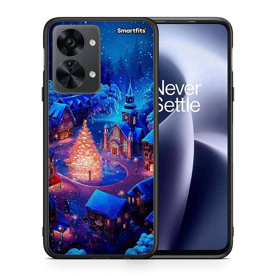 Θήκη OnePlus Nord 2T Xmas Village από τη Smartfits με σχέδιο στο πίσω μέρος και μαύρο περίβλημα | OnePlus Nord 2T Xmas Village case with colorful back and black bezels