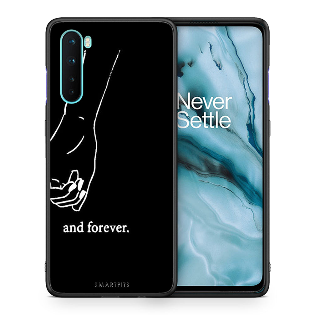 Θήκη Αγίου Βαλεντίνου OnePlus Nord 5G Always & Forever 2 από τη Smartfits με σχέδιο στο πίσω μέρος και μαύρο περίβλημα | OnePlus Nord 5G Always & Forever 2 case with colorful back and black bezels