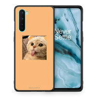 Thumbnail for Θήκη OnePlus Nord 5G Cat Tongue από τη Smartfits με σχέδιο στο πίσω μέρος και μαύρο περίβλημα | OnePlus Nord 5G Cat Tongue case with colorful back and black bezels