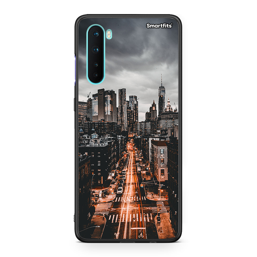 OnePlus Nord 5G City Lights θήκη από τη Smartfits με σχέδιο στο πίσω μέρος και μαύρο περίβλημα | Smartphone case with colorful back and black bezels by Smartfits