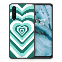 Thumbnail for Θήκη OnePlus Nord 5G Green Hearts από τη Smartfits με σχέδιο στο πίσω μέρος και μαύρο περίβλημα | OnePlus Nord 5G Green Hearts case with colorful back and black bezels