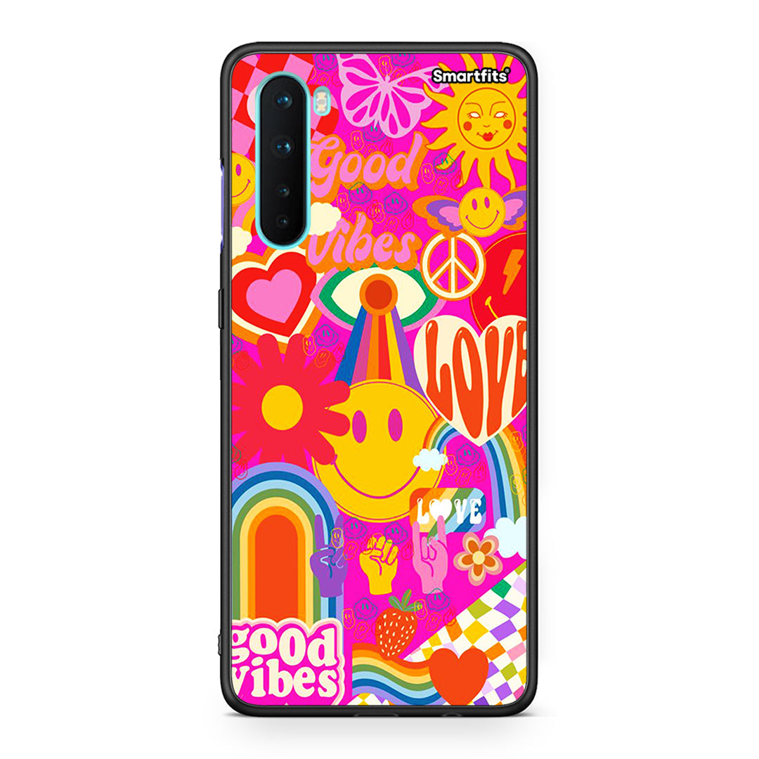 OnePlus Nord 5G Hippie Love θήκη από τη Smartfits με σχέδιο στο πίσω μέρος και μαύρο περίβλημα | Smartphone case with colorful back and black bezels by Smartfits