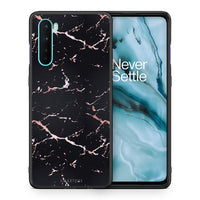 Thumbnail for Θήκη OnePlus Nord 5G Black Rosegold Marble από τη Smartfits με σχέδιο στο πίσω μέρος και μαύρο περίβλημα | OnePlus Nord 5G Black Rosegold Marble case with colorful back and black bezels