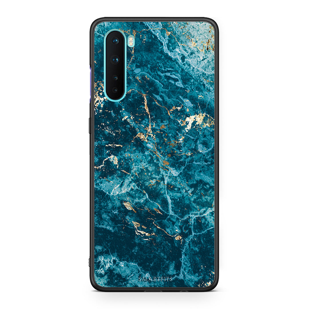 OnePlus Nord 5G Marble Blue θήκη από τη Smartfits με σχέδιο στο πίσω μέρος και μαύρο περίβλημα | Smartphone case with colorful back and black bezels by Smartfits