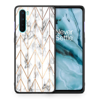 Thumbnail for Θήκη OnePlus Nord 5G Gold Geometric Marble από τη Smartfits με σχέδιο στο πίσω μέρος και μαύρο περίβλημα | OnePlus Nord 5G Gold Geometric Marble case with colorful back and black bezels