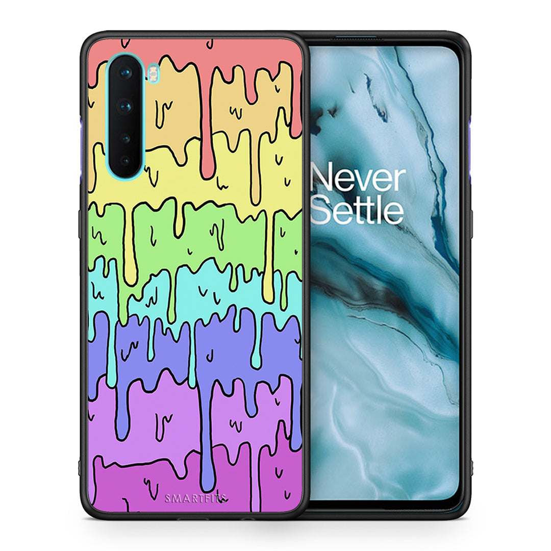 Θήκη OnePlus Nord 5G Melting Rainbow από τη Smartfits με σχέδιο στο πίσω μέρος και μαύρο περίβλημα | OnePlus Nord 5G Melting Rainbow case with colorful back and black bezels