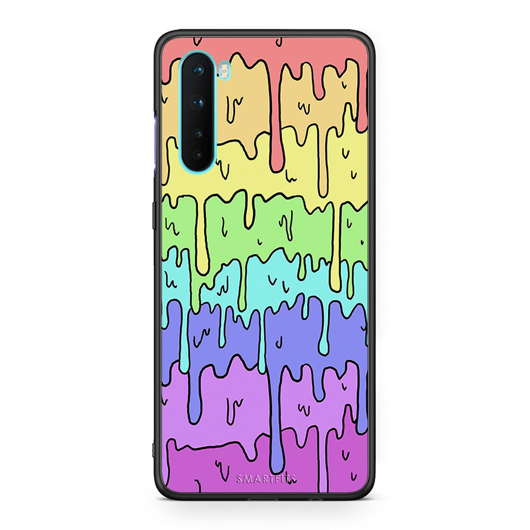 OnePlus Nord 5G Melting Rainbow θήκη από τη Smartfits με σχέδιο στο πίσω μέρος και μαύρο περίβλημα | Smartphone case with colorful back and black bezels by Smartfits